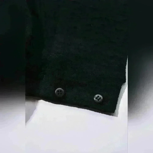 HELMUT LANG Black Sheer Crinkle Rolled 100% Silk Long Top Blouse Small 2/4  USA - Picture 6 of 8